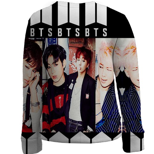 Детский 3D свитшот с группой БТС (BTS) K-POP (вид сзади)
