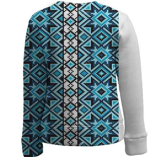 Детский 3D свитшот с голубой вышиванкой (вид сзади)