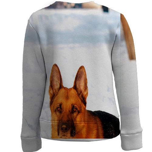 Детский 3D свитшот с немецкой овчаркой (вид сзади)