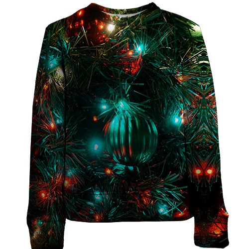 Дитячий 3D світшот з новорічними іграшками (вид спереду)