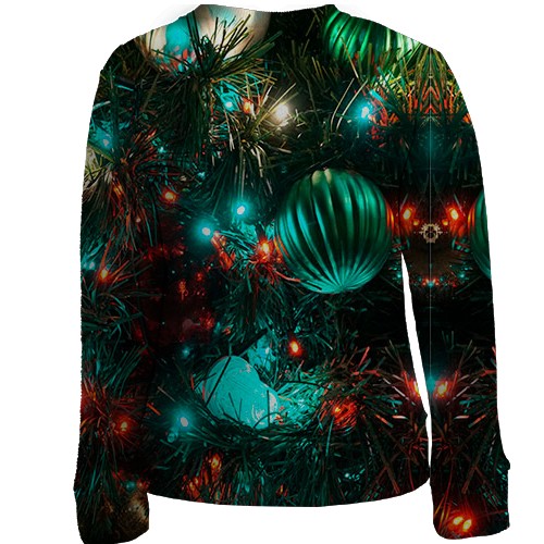 Дитячий 3D світшот з новорічними іграшками (вид ззаду)