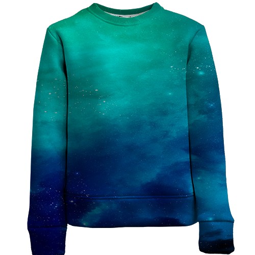 Дитячий 3D світшот з бірюзовим космосом (вид спереду)