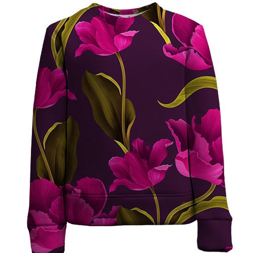 Дитячий 3D світшот з рожевими квітами (2) (вид спереду)