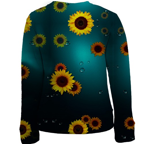 Детский 3D свитшот Подсолнухи под стеклом (вид сзади)