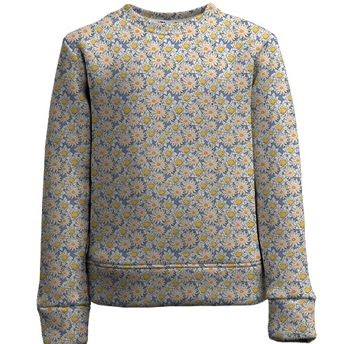 Детский 3D свитшот с ромашками (вид спереди)