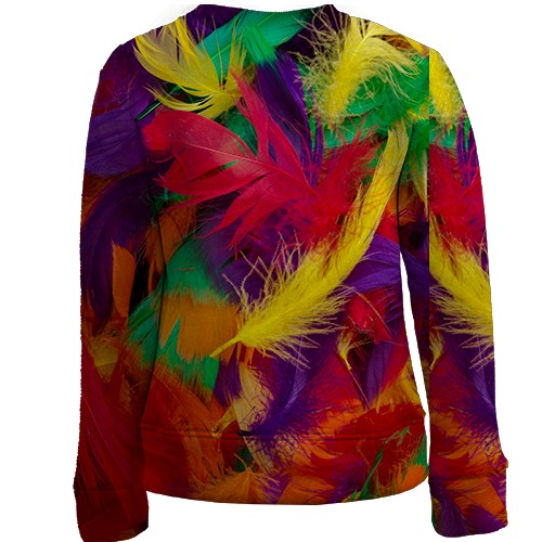 Детский 3D свитшот с яркими перьями (вид сзади)