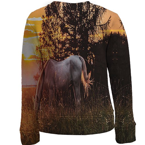 Детский 3D свитшот с лошадьми (вид сзади)