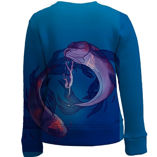 Дитячий 3D світшот зі знаком зодіаку Риби (вид ззаду)