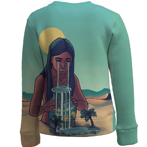 Детский 3D свитшот со знаком зодиака Водолей (вид сзади)