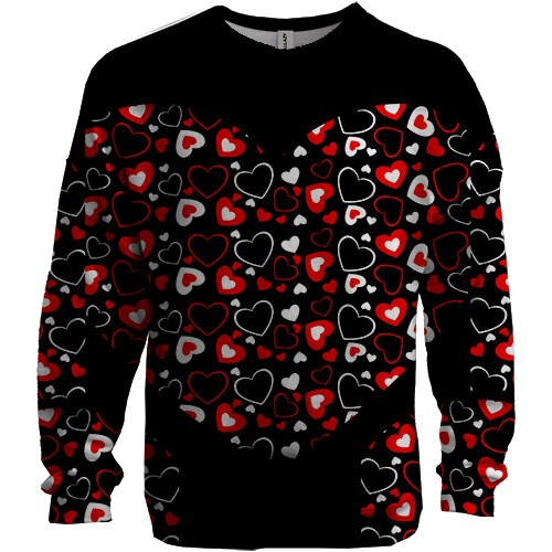 3D свитшот с сердечками 2 (вид спереди)