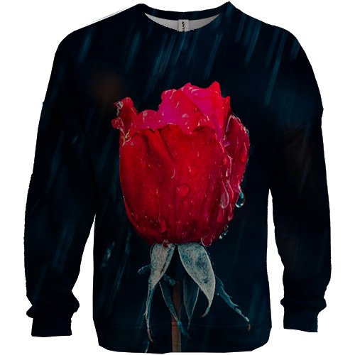 3D світшот з трояндою під дощем (вид спереду)