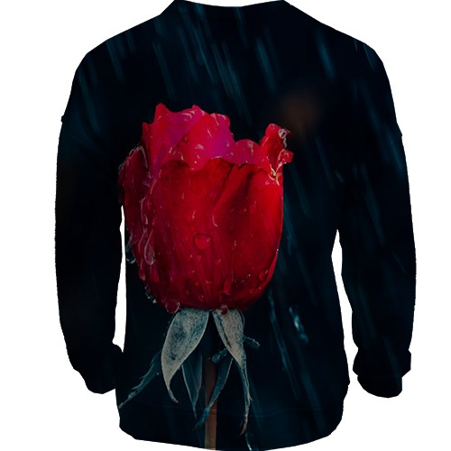 3D світшот з трояндою під дощем (вид ззаду)