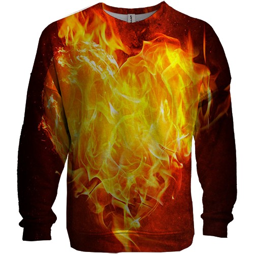 3D світшот з вогненним серцем (вид спереду)