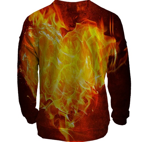 3D світшот з вогненним серцем (вид ззаду)