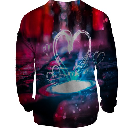 3D світшот з неоновим серцем в калюжі (вид ззаду)