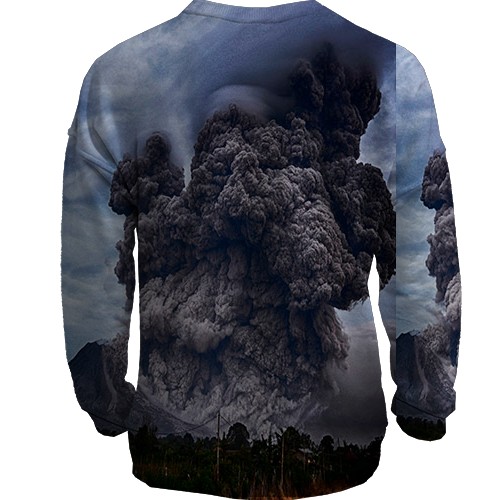 3D свитшот с извержением вулкана (вид сзади)