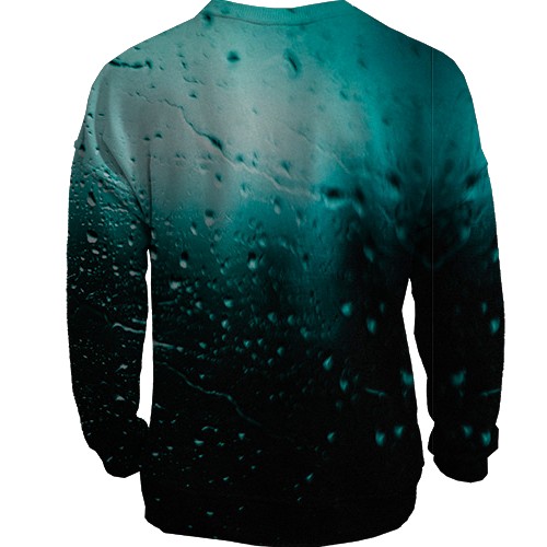 3D свитшот с каплями дождя на окне (вид сзади)