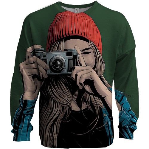 3D світшот з дівчиною фотографом (вид спереду)