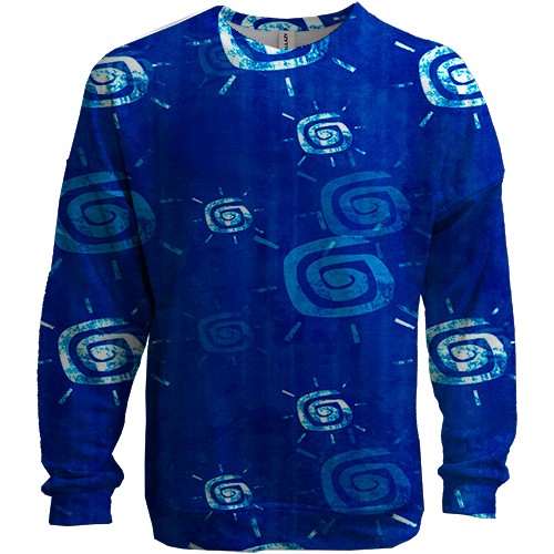 3D світшот з синіми іконками сонця (вид спереду)