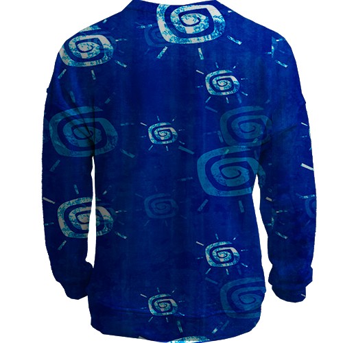 3D світшот з синіми іконками сонця (вид ззаду)