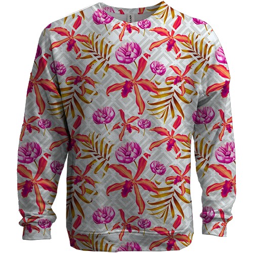 3D свитшот с красными цветами (вид спереди)