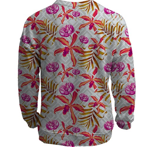 3D свитшот с красными цветами (вид сзади)