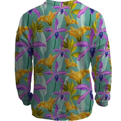 3D свитшот с желтыми цветами (вид сзади)