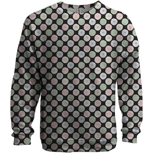 3D свитшот с белыми цветами (вид спереди)