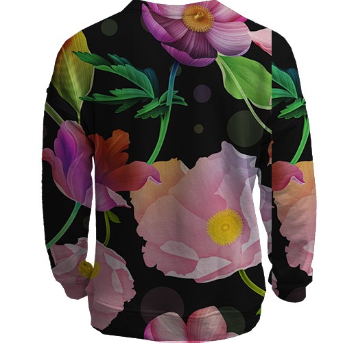 3D свитшот с иллюстрированными цветами (вид сзади)