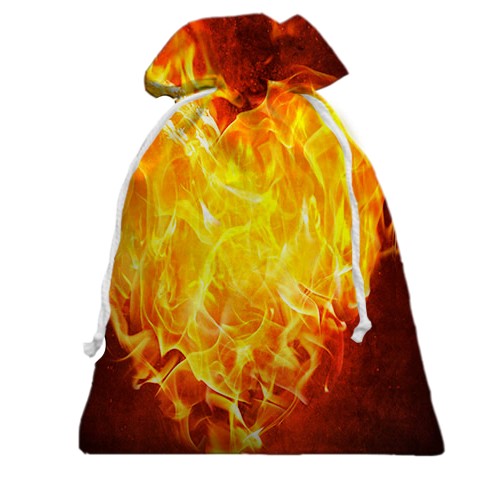 3D Подарочный мешочек с огненным сердцем (вид сзади)