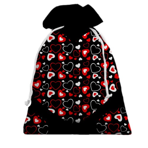 3D Подарунковий мішечок з сердечками 2 (вид спереду)