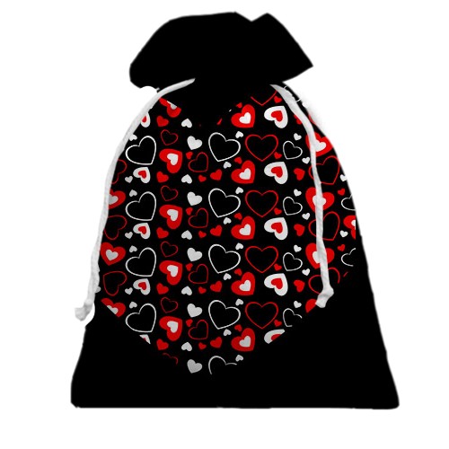 3D Подарунковий мішечок з сердечками 2 (вид ззаду)