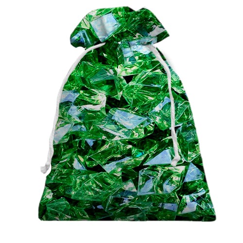 3D Подарочный мешочек с изумрудами (вид спереди)