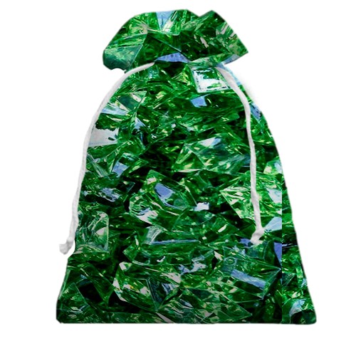3D Подарочный мешочек с изумрудами (вид сзади)