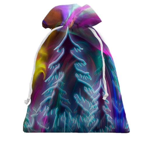 3D Подарунковий мішечок з ялинковим пейзажем (вид спереду)