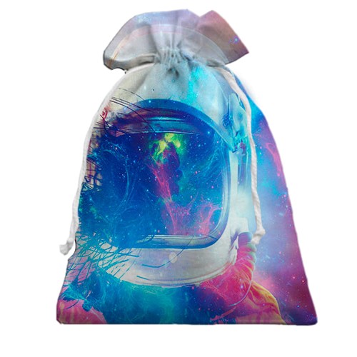 3D Подарунковий мішечок з астронавтом в космосі (вид ззаду)