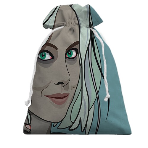 3D Подарочный мешочек с девушкой и мороженым (вид спереди)