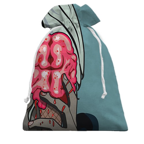 3D Подарочный мешочек с девушкой и мороженым (вид сзади)