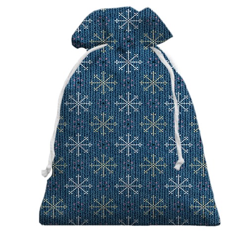 3D Подарунковий мішечок з візерунками сніжинок (вид спереду)