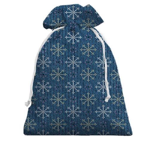 3D Подарунковий мішечок з візерунками сніжинок (вид ззаду)