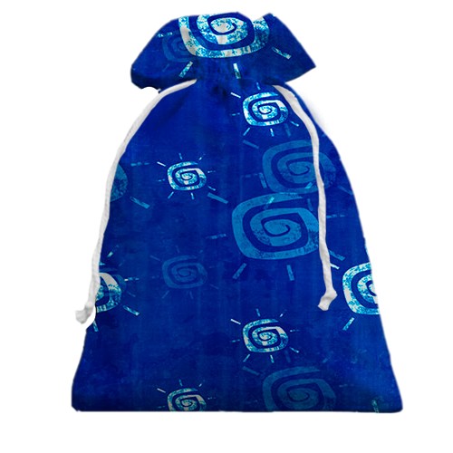 3D Подарочный мешочек с синими иконками солнца (вид спереди)