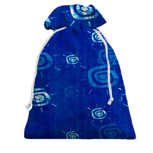 3D Подарочный мешочек с синими иконками солнца (вид сзади)