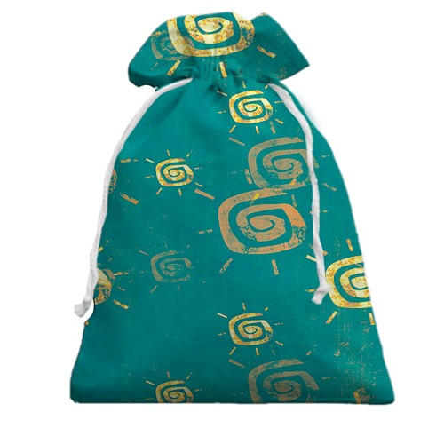 3D Подарунковий мішечок з жовтими іконками сонця (вид спереду)