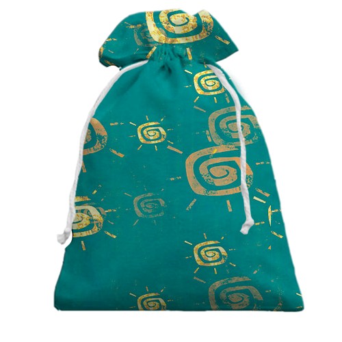 3D Подарунковий мішечок з жовтими іконками сонця (вид ззаду)