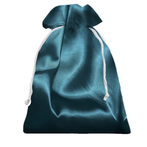 3D Подарунковий мішечок з синьою шовковою тканиною (вид спереду)
