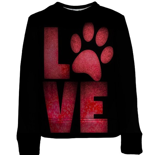 Детский 3D свитшот Люблю животных (вид спереди)
