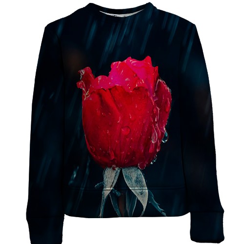 Дитячий 3D світшот з трояндою під дощем (вид спереду)