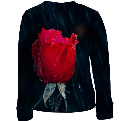 Дитячий 3D світшот з трояндою під дощем (вид ззаду)