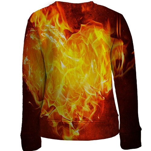 Дитячий 3D світшот з вогненним серцем (вид ззаду)