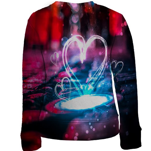 Дитячий 3D світшот з неоновим серцем в калюжі (вид ззаду)